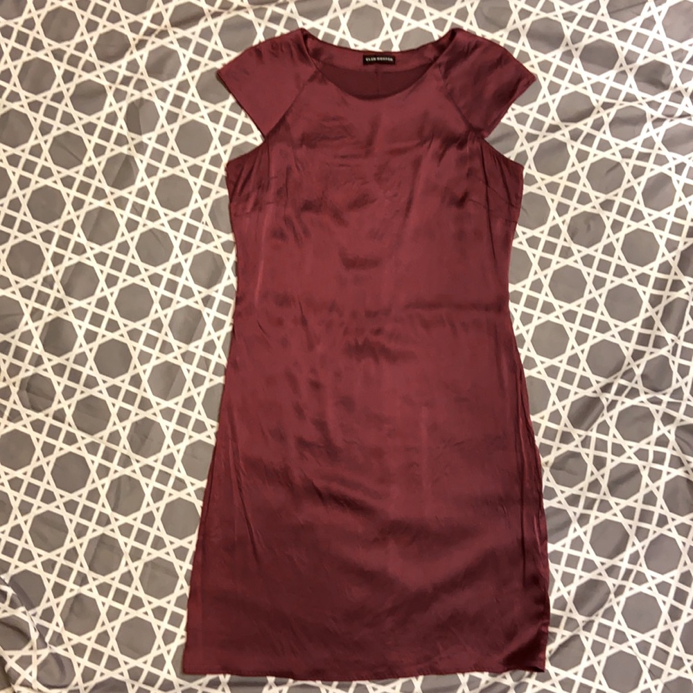 CLUB MONACO CAPPED SLEEVE SILK BLEND DRESS